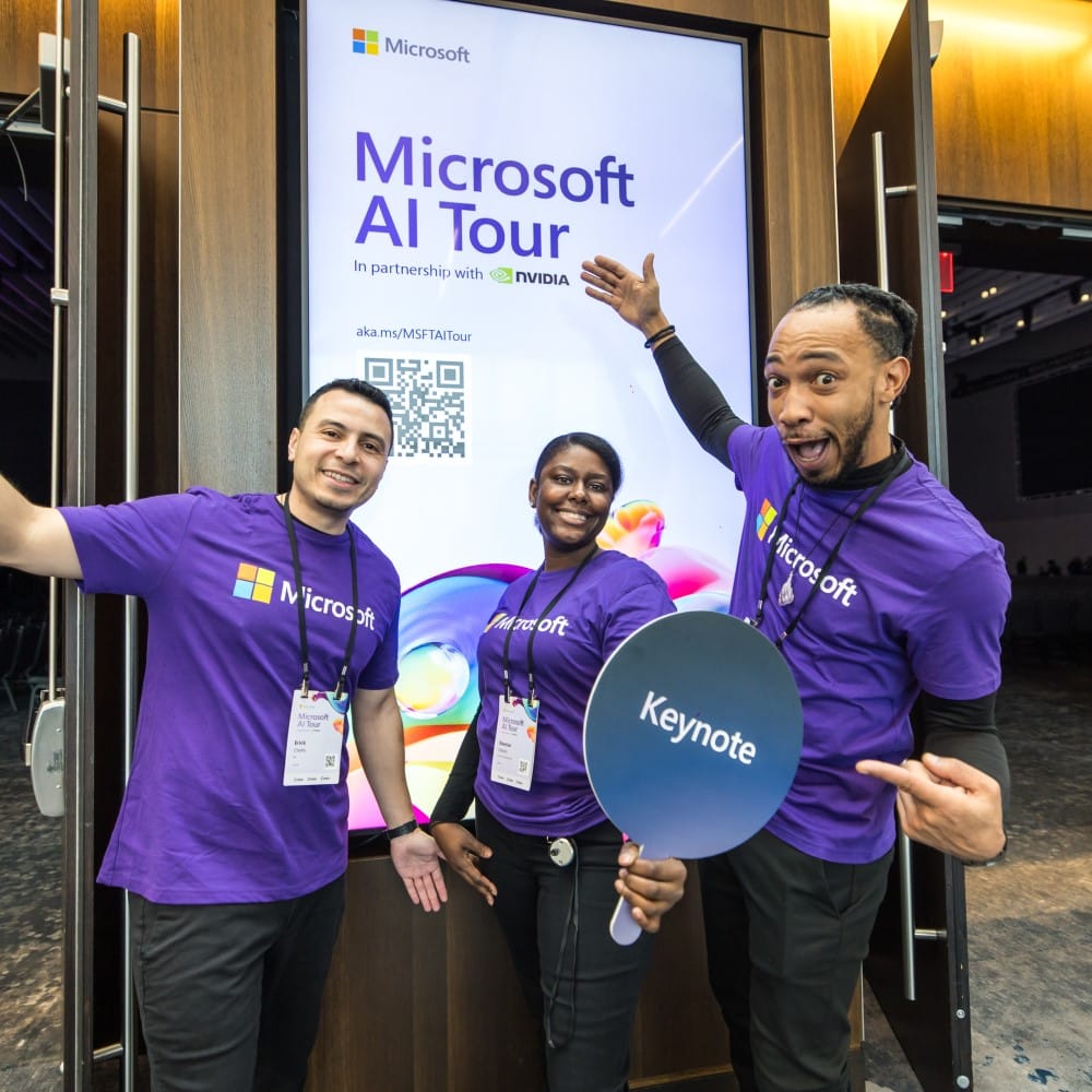 A team of Microsoft representatives at the Microsoft AI Tour.