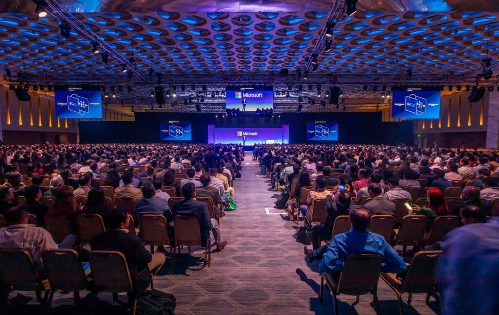 Large crowd of people attending Microsoft Ignite in Chicago, November 2024.