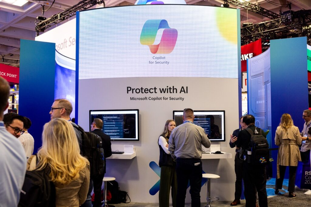 People attending the Microsoft booth at RSAC 2024.